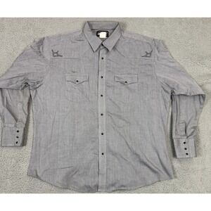 Wrangler Shirt‎ Mens XXL Black Gray Geometric Plaid Pearl Snap